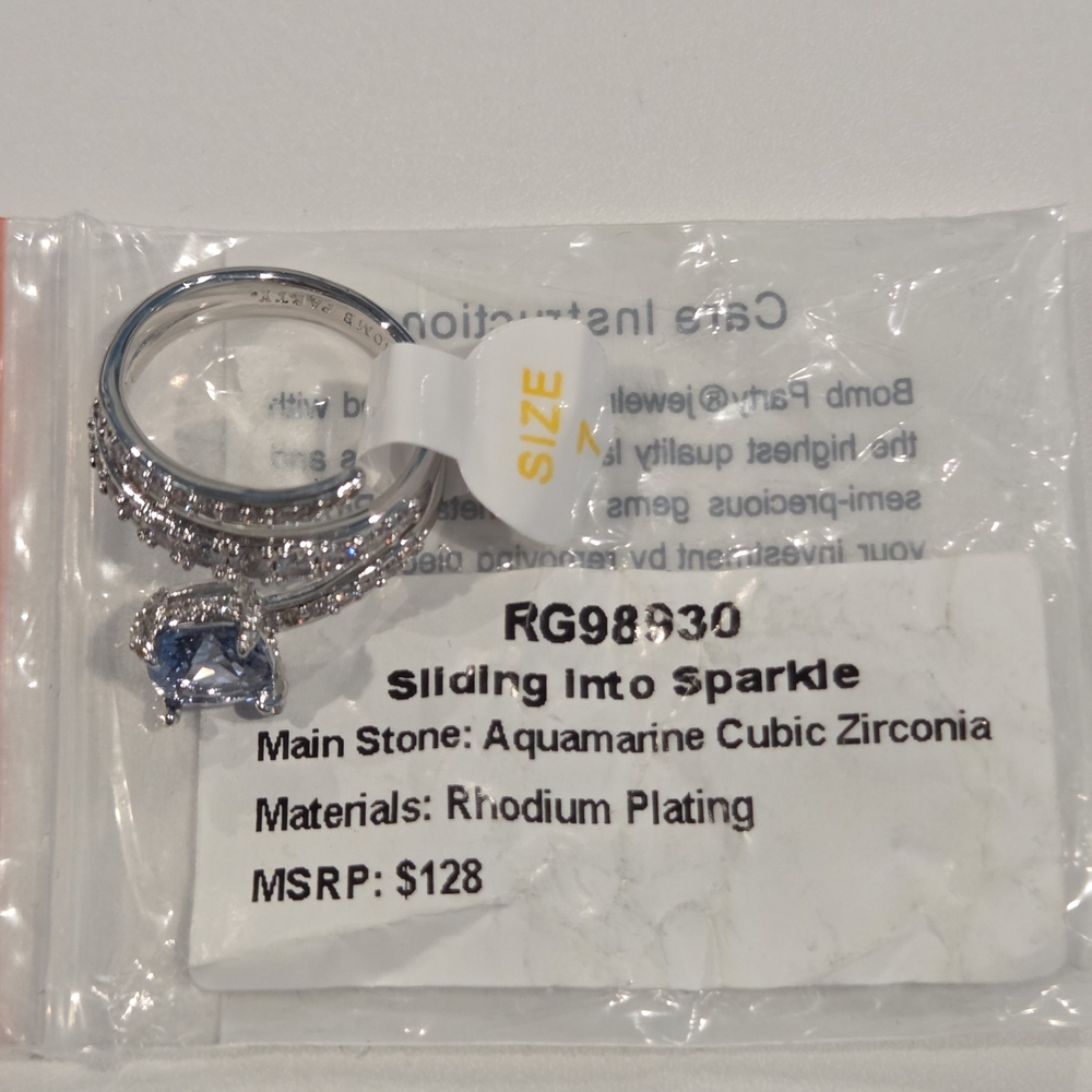 Sliding Into Sparkle Aquamarine Ring